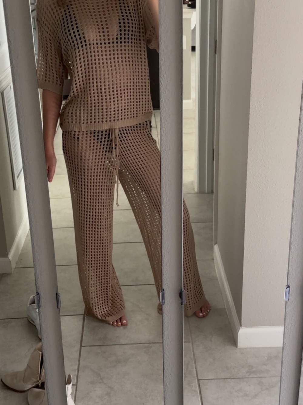 Nordstrom Rack Beige Open-Knit Two-Piece Set - Picture 2 of 5